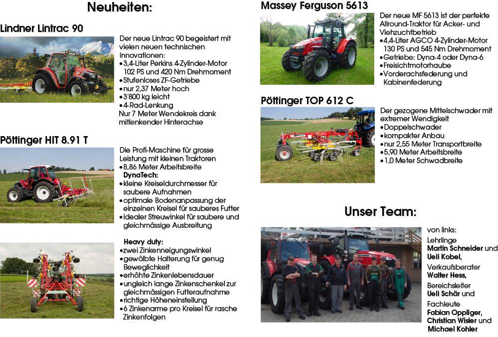 flückiger Landtechnik - Landmaschinen-Ausstellung 2013 – Neuheiten